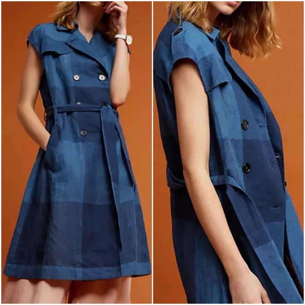 Anthropologie Eva Franco Checkered Trench